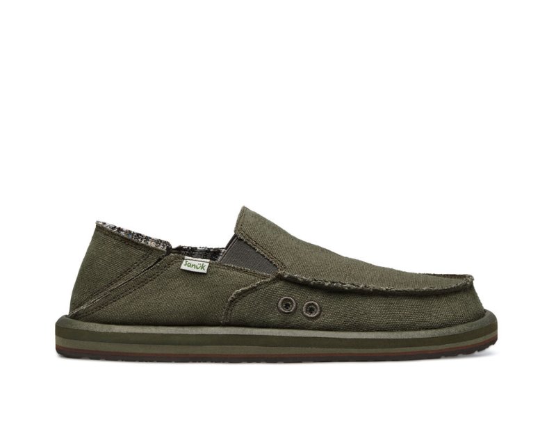 Sanuk Vagabond Soft Top Hemp Collapsible Heel - Sanuk Shoes Mens Olive - Philippines WUKXCE841